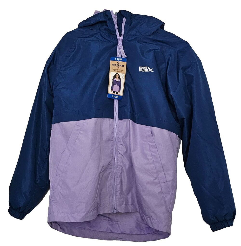 Eddie Bauer Girl 3 in 1 System Jacket E834OW588 Colorblock Blue Purple Sz L New